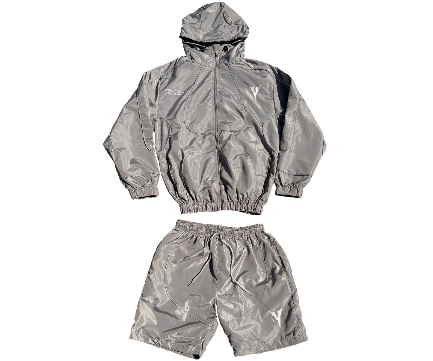 Gray reflective windbreaker